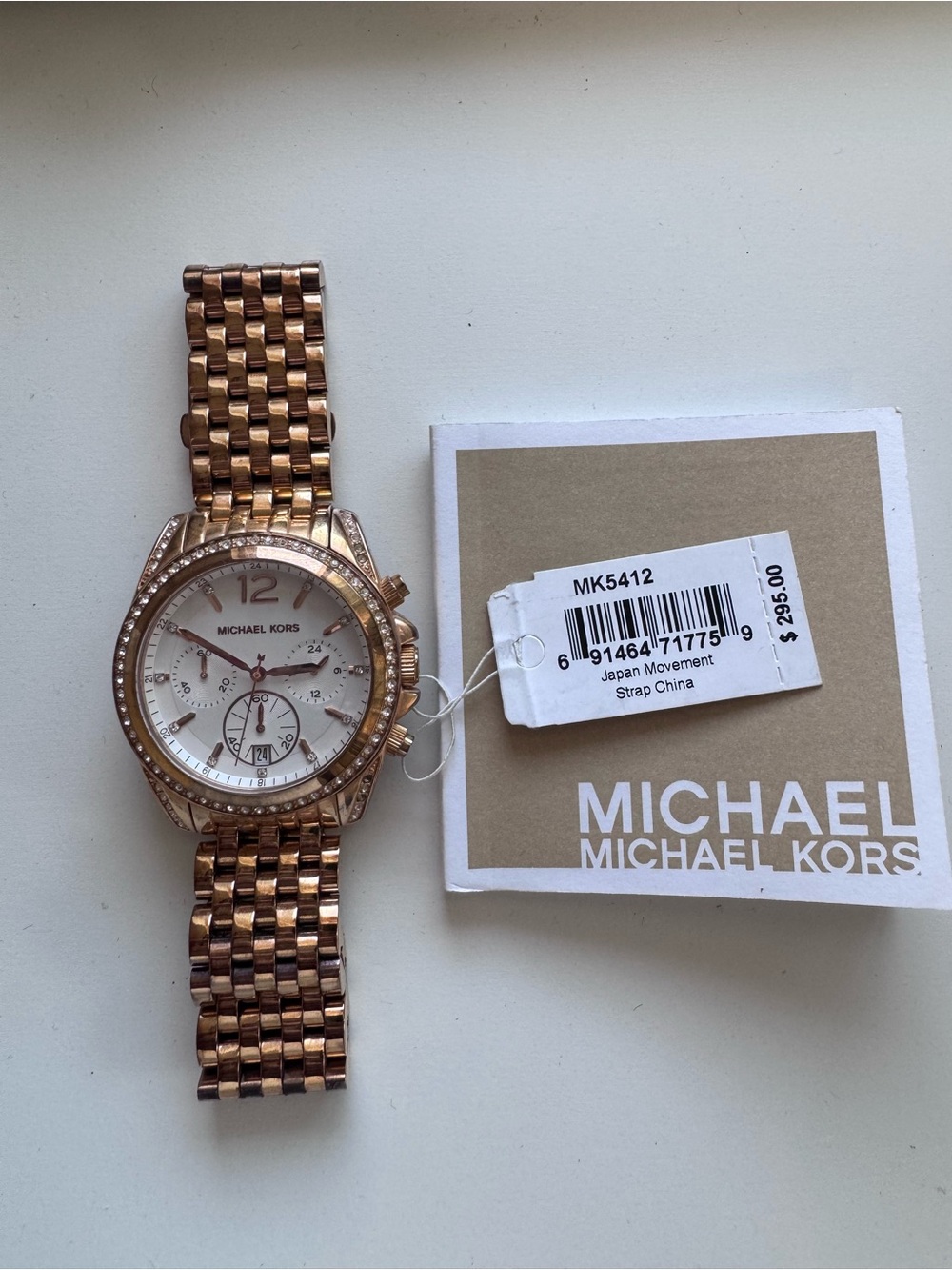 Michael Kors Rose Gold and Silver-Tone Crystal Chronograph Watch